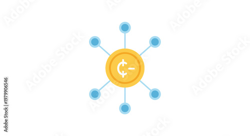 Yellow Atomic Structure Model Icon.