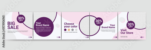 Modern Fashion Sale Social Media Carousel Template with Purple Gradient, Big Sale Banner, Editable Brand Promotion Design