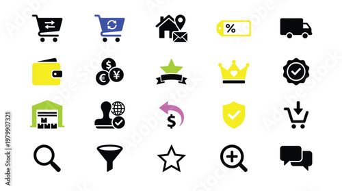 Collection of ecommerce icons for business and shopping concepts