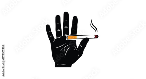 Hand holding a lit cigarette between fingers in a gesture