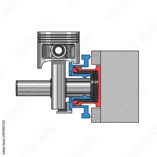 Internal Combustion Engine Piston and Crankshaft Mechanism Diagram