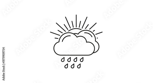 Weather Cloud with Rain and Sun.
