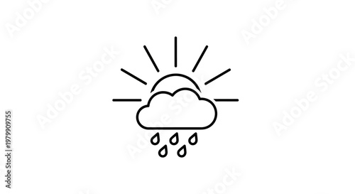 Weather Cloud Sun Rain Icon.