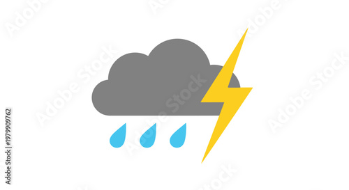 Weather Cloud with Rain and Lightning.