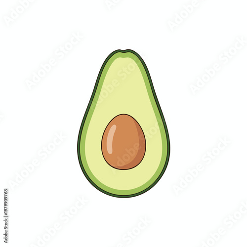 Fresh Avocado Half on White Background for Healthy Eating and Culinary Use