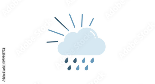 Weather Cloud with Rain and Sun.