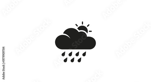 Weather Cloud with Rain and Sun.