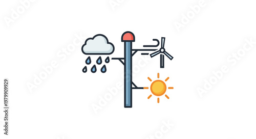 Weather forecast symbols on pole.