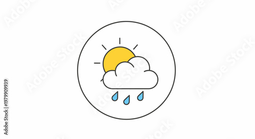 Weather forecast sunny rain cloud icon.