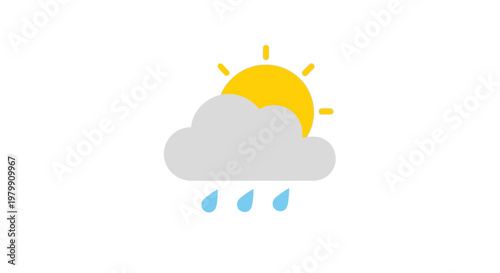 Weather icon with sun and rain.