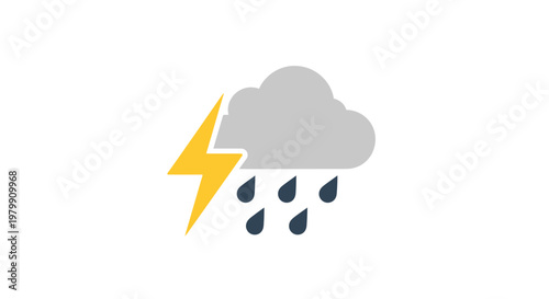 Weather icon stormy rain cloud lightning.