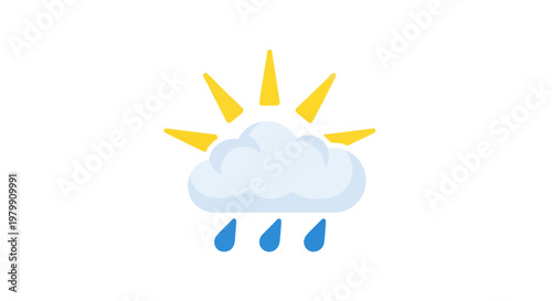 Weather icon with sun and rain.