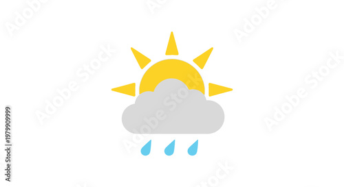 Weather icon with sun and rain.