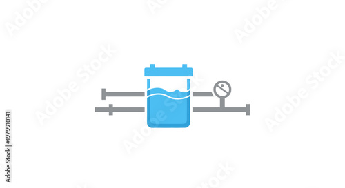 Water Tank with Pipe and Gauge.