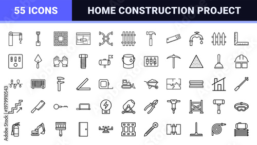 Construction and housing line icons.