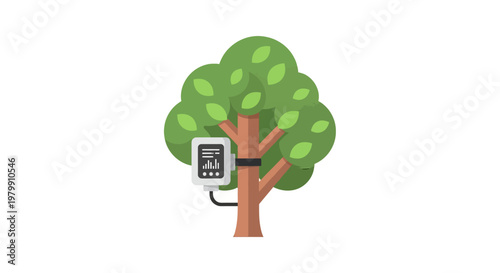 Smartphone connected to tree branch.