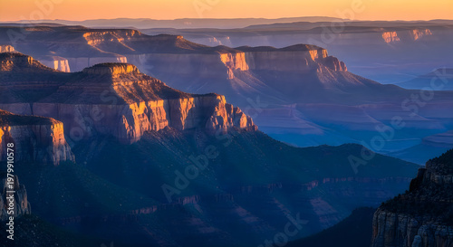 Majestic grand canyon landscape at sunset a breathtaking natural wonder
