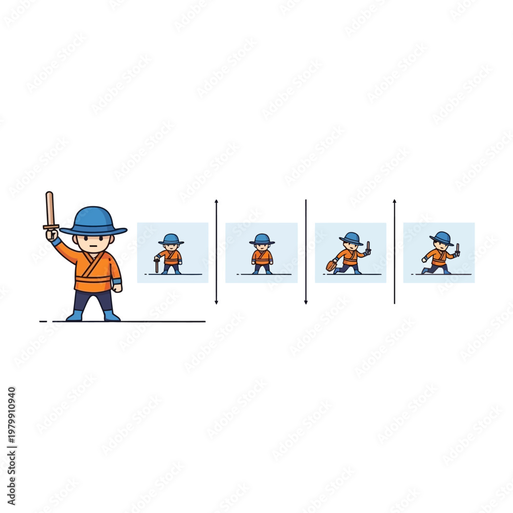 Fototapeta premium Cartoon Warrior Character Animation Sequence