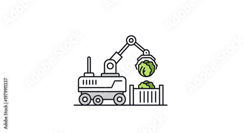 Recycling truck with mechanical arm.