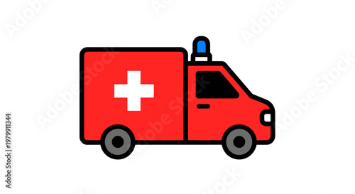 Red Ambulance Emergency Medical Vehicle.