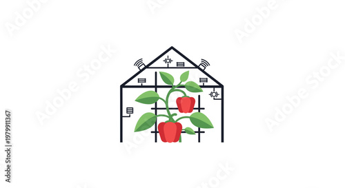 Red Apple Plant with Green Leaves.