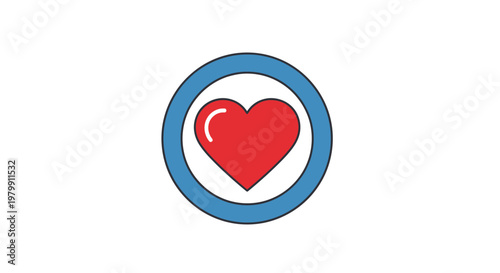 Red heart in blue circle symbol.