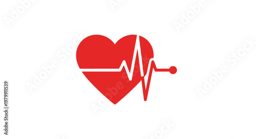 Red heart with ECG line symbol.