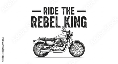 Vintage Motorcycle Rebel King Graphic Design.