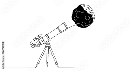 Telescope Observing Asteroid, Space Exploration, Astronomy Concept
