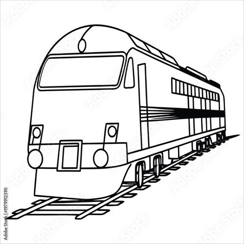 A sleek black and white illustration of a modern electric locomotive.