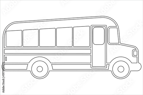 A simple line drawing of a classic school bus viewed from the side
