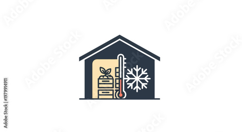Graphic illustration of a cold storage.