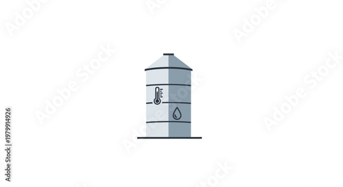 Gray cylindrical industrial storage tank.