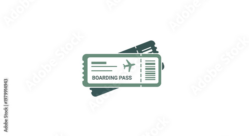 Green airplane boarding pass ticket.