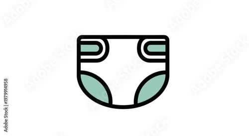 Green and white baby diaper.