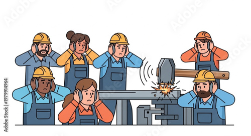 Workers in Industrial Setting Stressed.