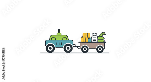 Colorful Cartoon Truck and Trailer.