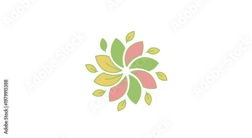Colorful flower icon with petals.