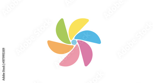Colorful flower icon with petals.