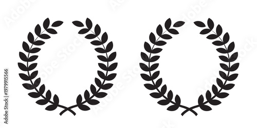 Laurel wreath icon set. elegant vintage award, victory, achievement frame vector collection