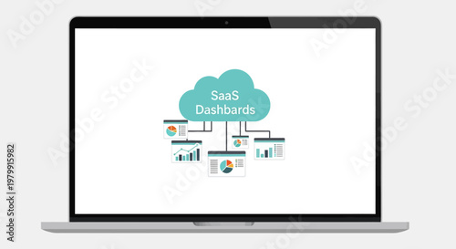 Laptop Displaying Social Media Cloud Diagram.