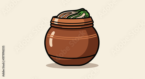 Kimchi Jar Korean Fermented Cabbage Food Illustration