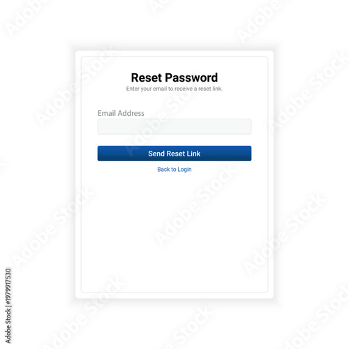 Reset Password UI with Email Address Input and Send Reset Link Button Light Theme