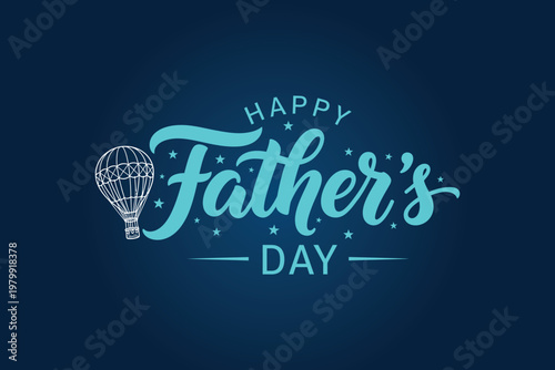 Festive happy father's day typography with watercolor elements on a dark blue background