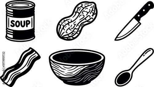 Soup can peanut knife bacon bowl and spoon set