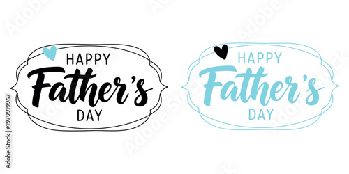 Festive father's day graphic two hand lettered designs with watercolor accents
