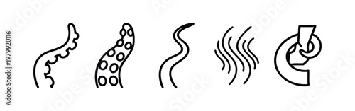 Set of 5 clean line icons for abstract and mysterious elements on white background