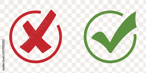 Checkmark cross symbols. Checkbox false wrong icons set. Vote checkmark, cross icons, symbols set. Vector icons. check box illustration.