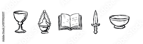 Sacred and Mystical Objects Icons (Sketch)