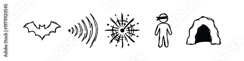 Bat Echolocation and Cave Icons (Sketch)